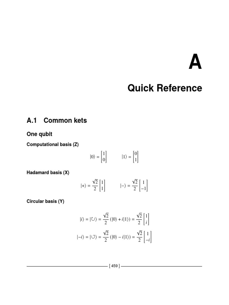Quantum States and Gates Reference Guide | PDF | Theory Of Computation ...