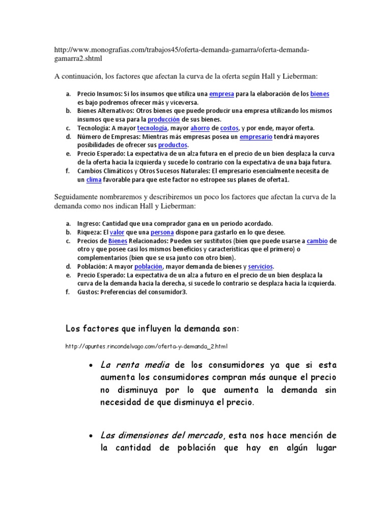 Factores que Afectan Oferta y Demanda | PDF | Oferta (economía) | Precios