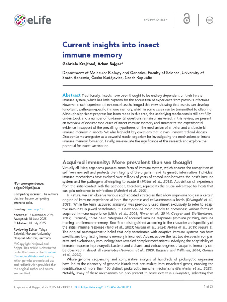 Current Insights Into Insect Immune Memory | PDF | Immune System | Crispr