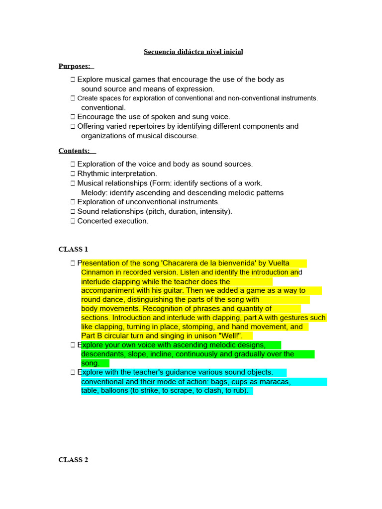 Didactic Sequence | PDF | Songs | Rhythm