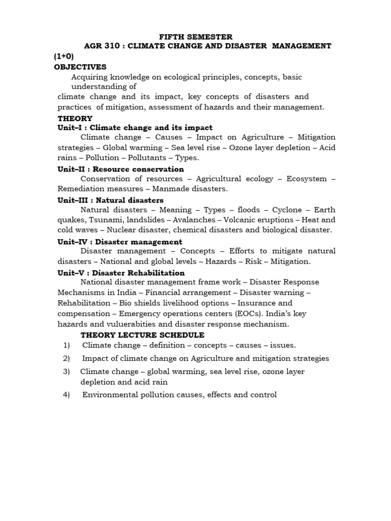 Climate Change and Disaster Management | PDF | Climate Change ...
