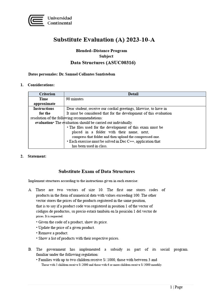 Substitute Exam of Data Structures | PDF | Computer Science | Software ...