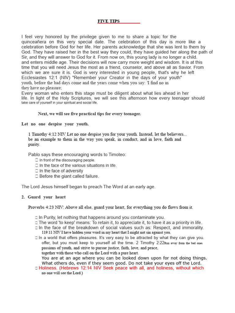 Five Spiritual Tips for Quinceañeras | PDF | Faith | Theology