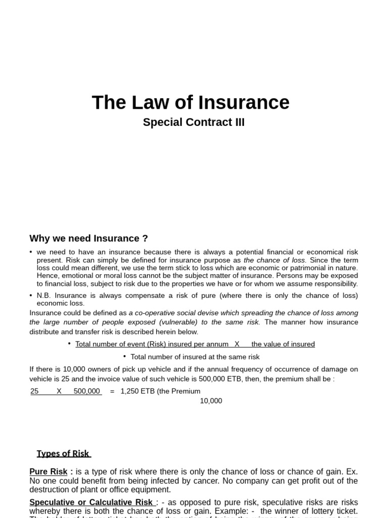 The Law of Insurance | PDF | Insurance | Life Insurance