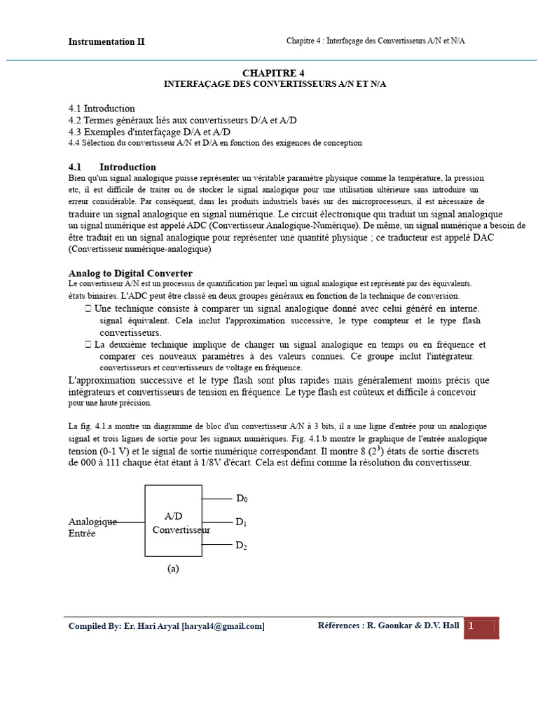 Interfaçage des Convertisseurs A/N et N/A | PDF | Convertisseur ...