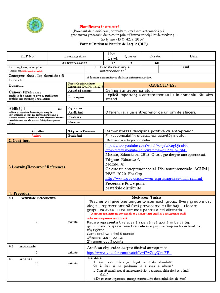 DLP Fbs Cot Entrep Nou | PDF