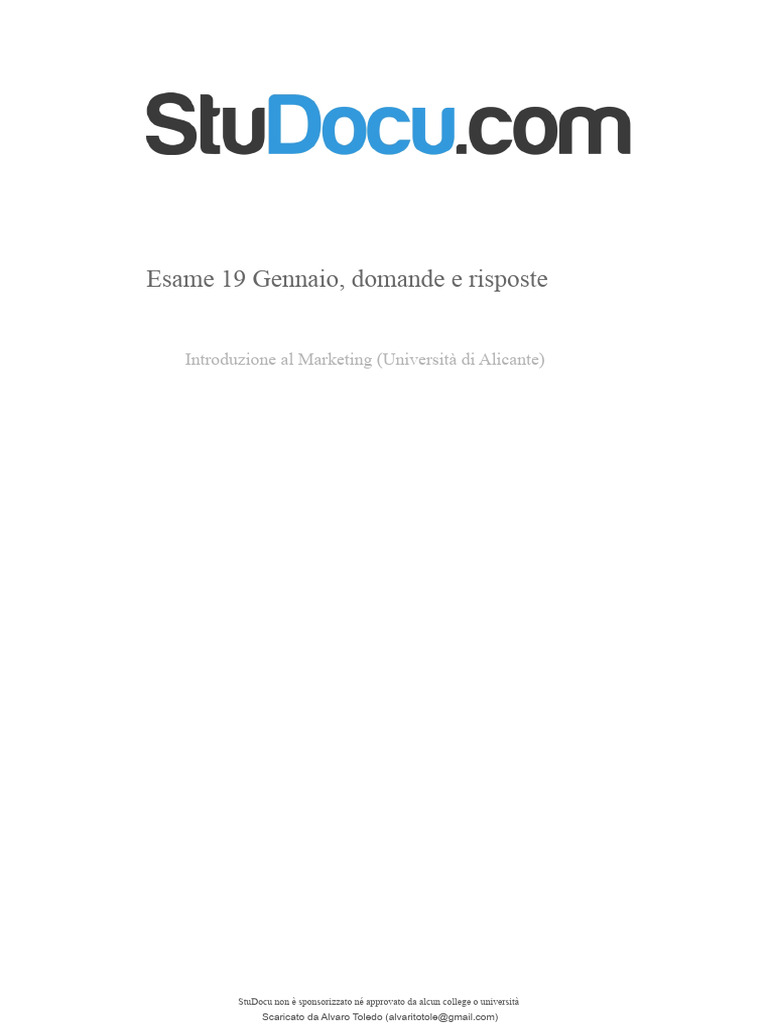 Esame 19 Gennaio Domande e Risposte | PDF