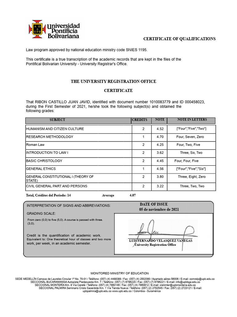 Certificate of Qualifications in Law | PDF | Educational Stages