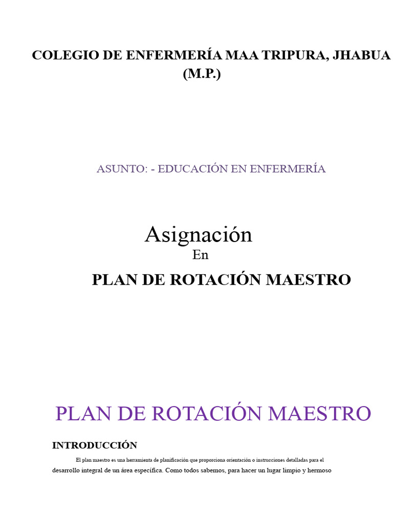 Plan de Rotación Maestro en Enfermería | PDF | Plan de estudios ...
