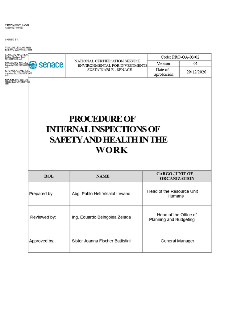 Procedure For Internal SST Inspections | PDF | Personal Protective ...