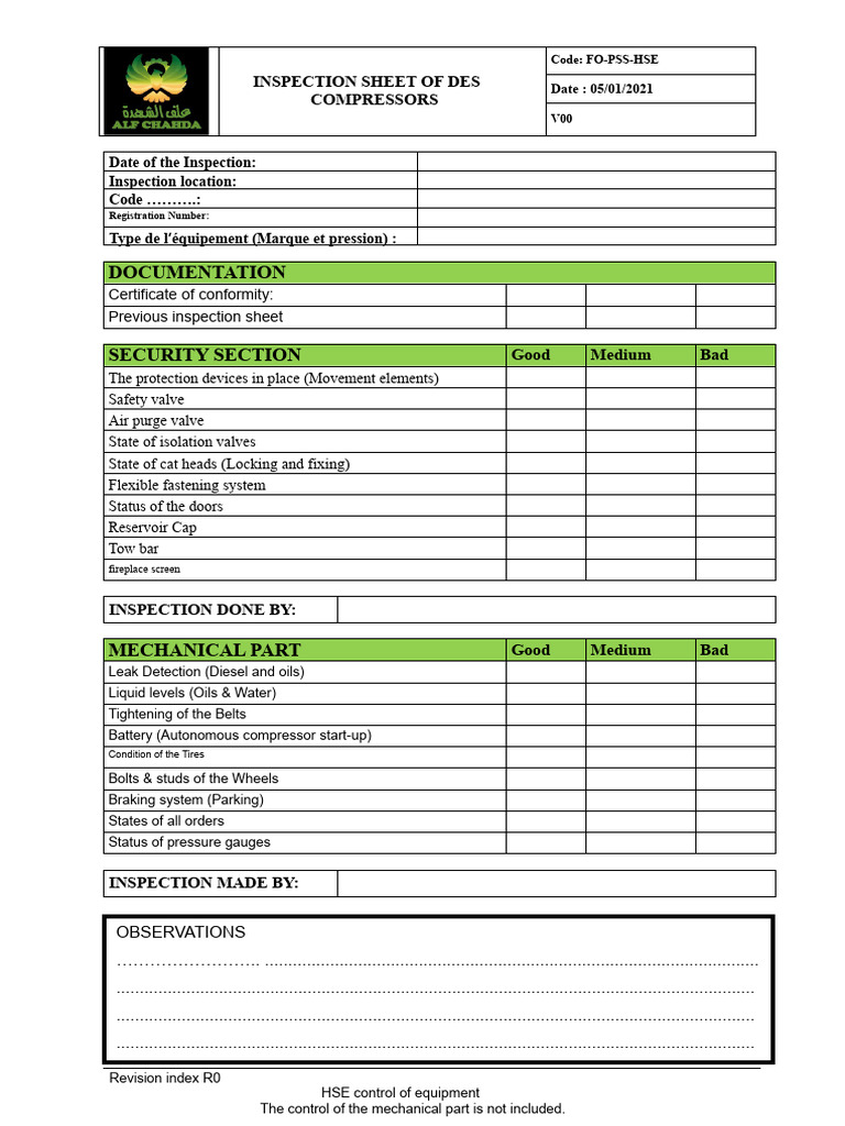 7 Compressor Inspection Sheets | PDF