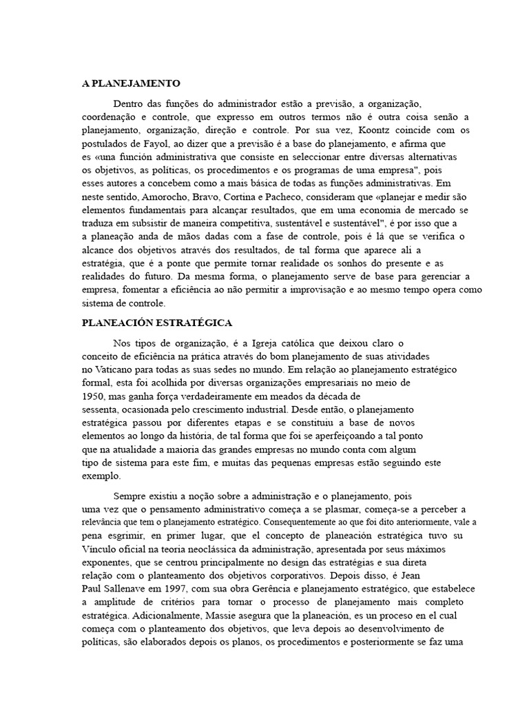 Importância do Planejamento Estratégico | PDF | Planejamento ...