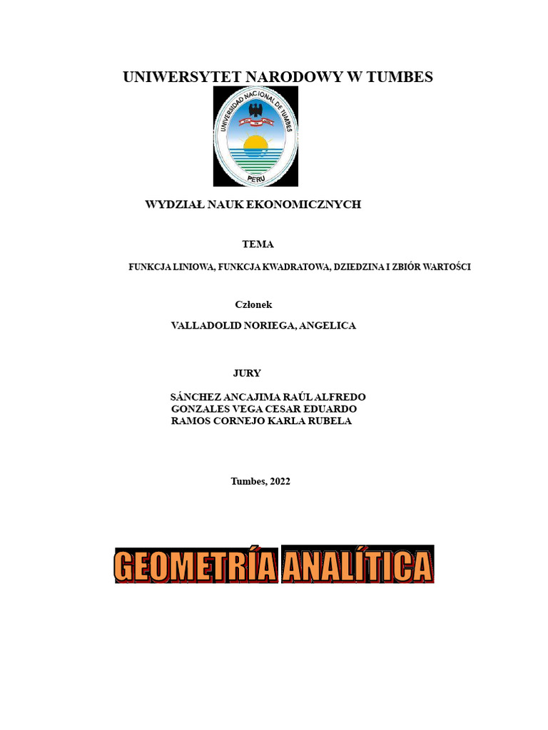 Funkcja Liniowa, Funkcja Kwadratowa, Dziedzina I Zasięg | PDF