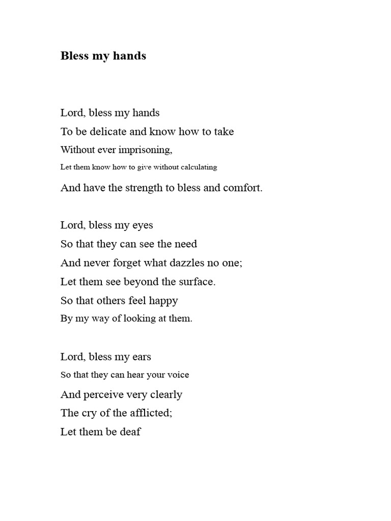 blessing of the hands | PDF | Sacrifice | God
