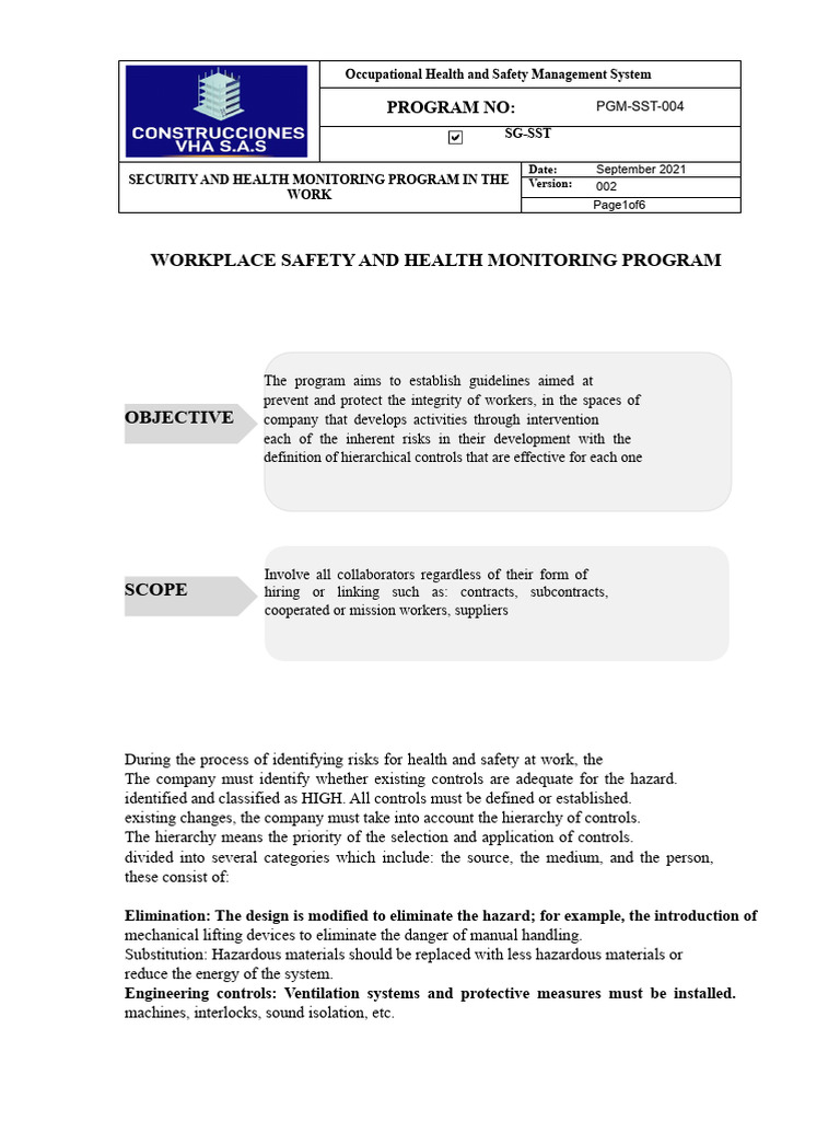 SST Monitoring Program | PDF | Occupational Safety And Health | Safety