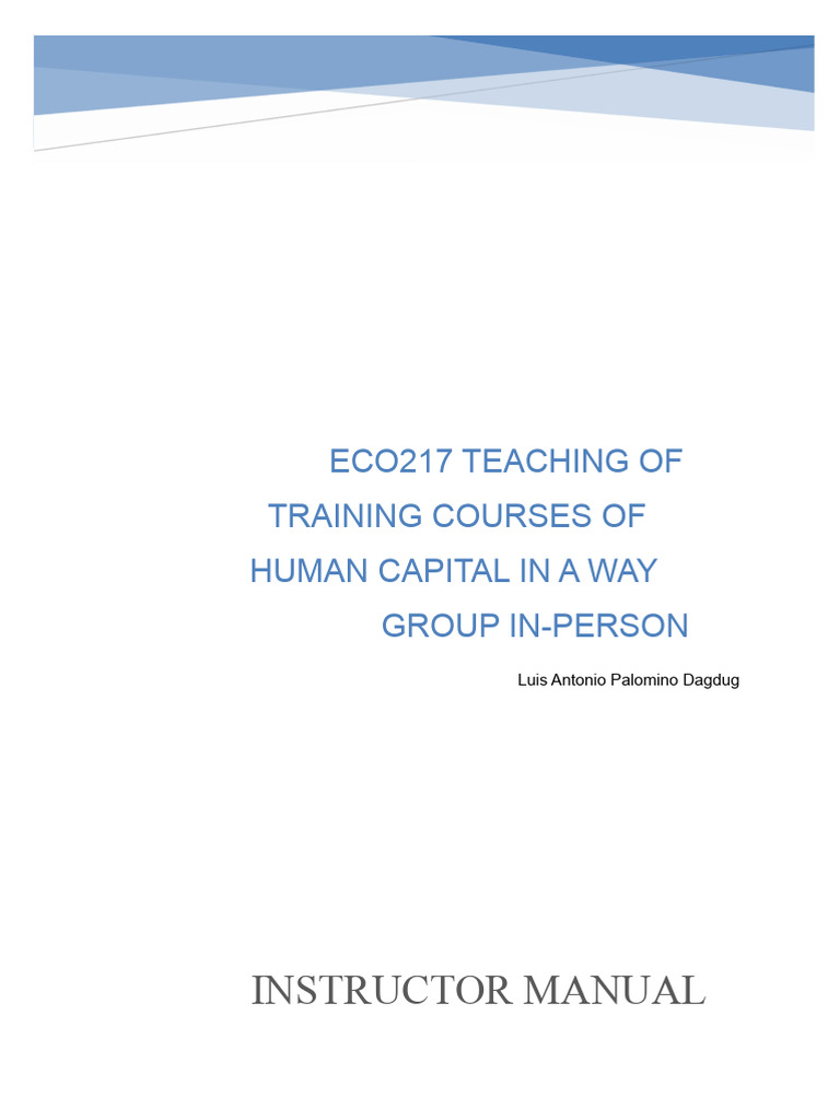 Instructor Manual for EC0217 Training | PDF | Evaluation | Learning