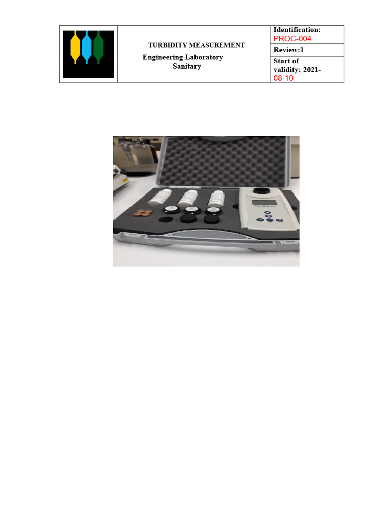 Turbidity Measurement Procedure PROC-004 | PDF | Filtration | Water