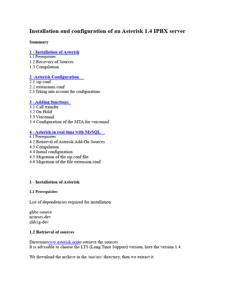 Asterisk 1.4 IPBX Server Setup Guide | PDF | Session Initiation ...