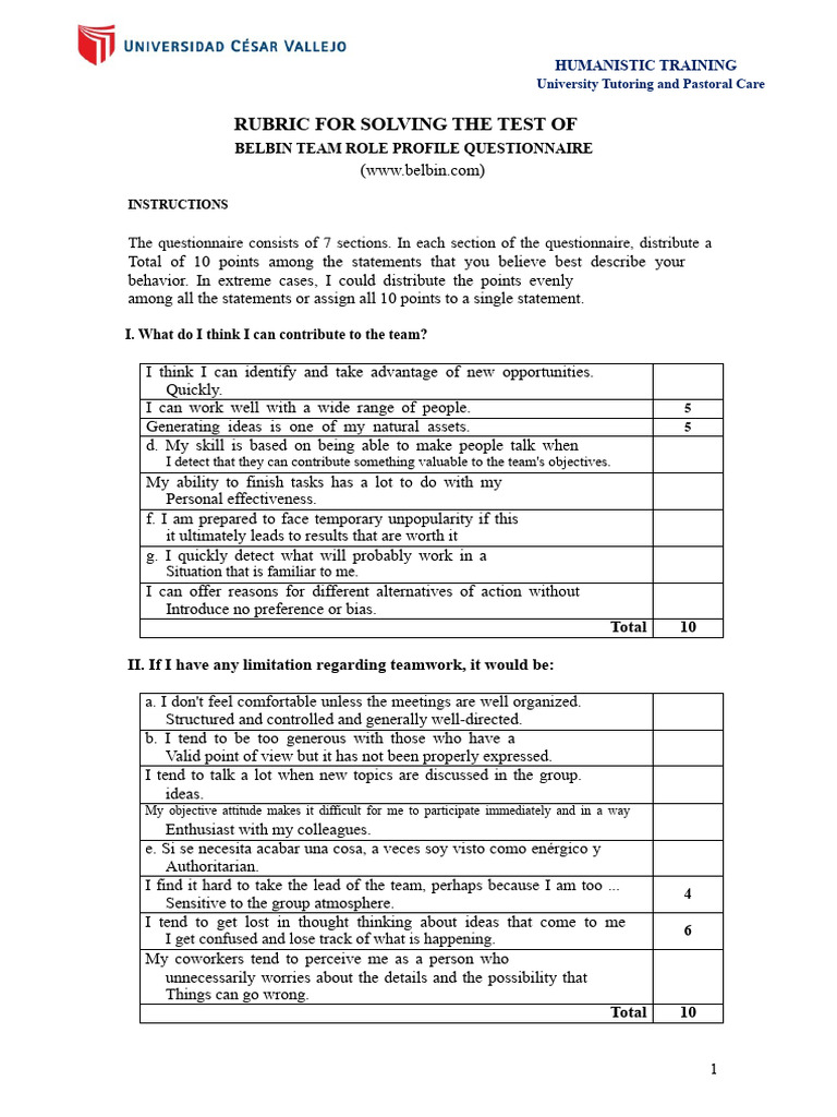 5th BELBIN TEST 02 | PDF | Procedural Knowledge | Psychology