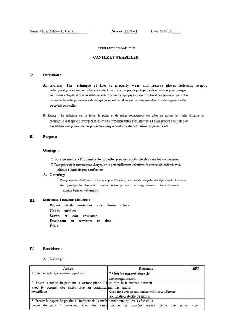 Techniques de Gantage et d'Habillage Aseptique | PDF | Main