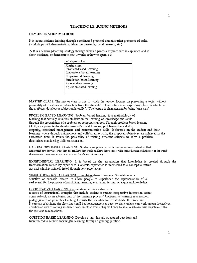 Effective Teaching-Learning Methods | PDF | Learning | Methodology