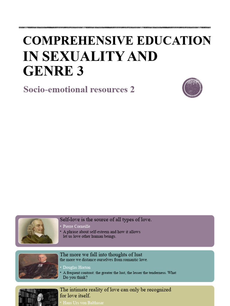 Comprehensive Education in Sexuality and Gender 3 | PDF | Love | Human ...