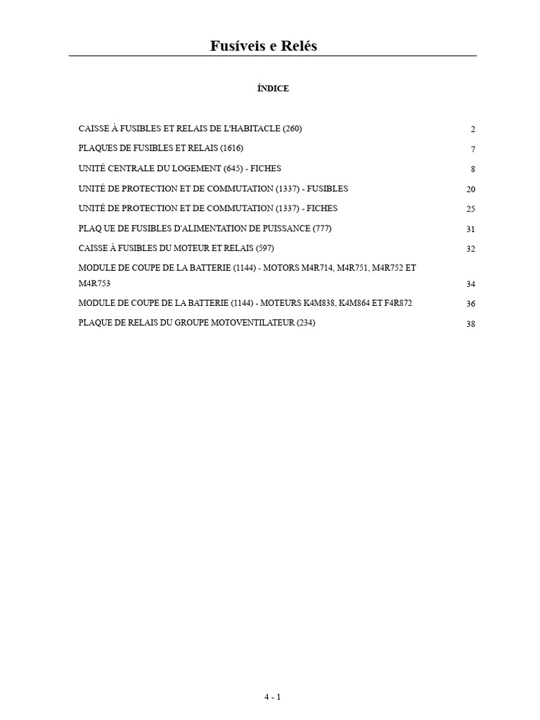Guide des Fusibles et Relais Automobile | PDF | Injection (moteur ...