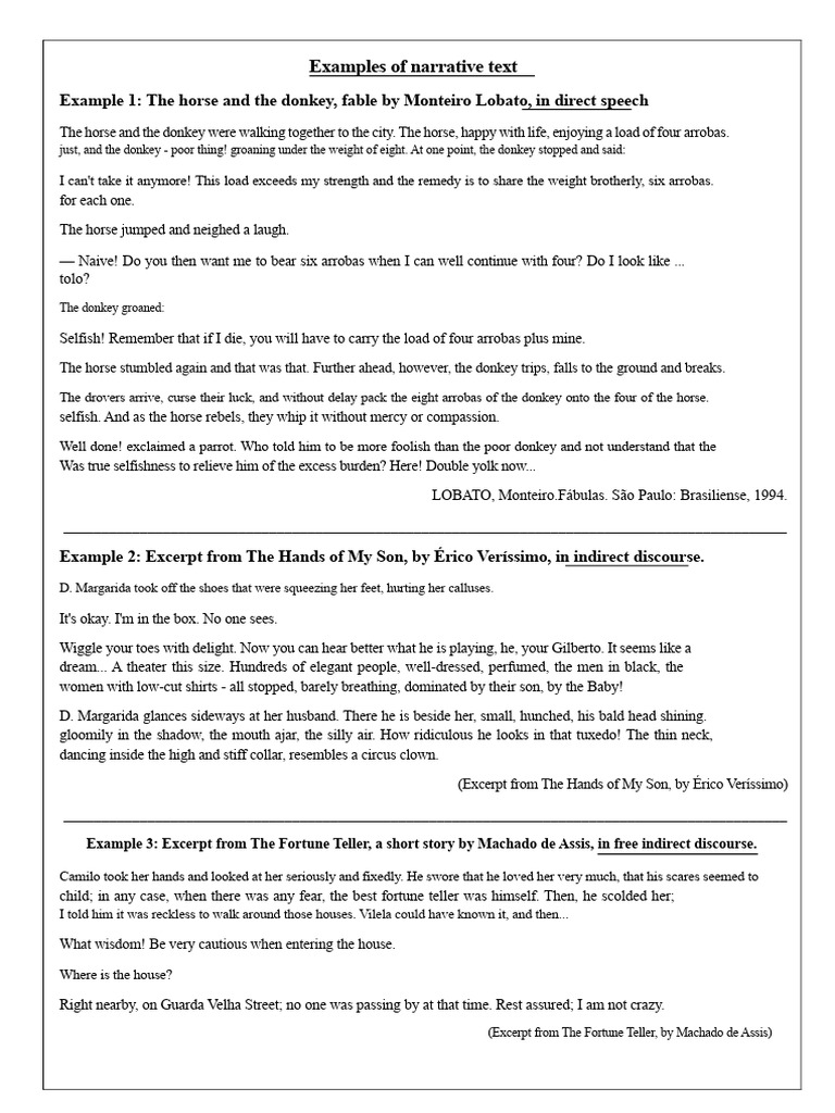 Narrative Text Examples and Analysis | PDF