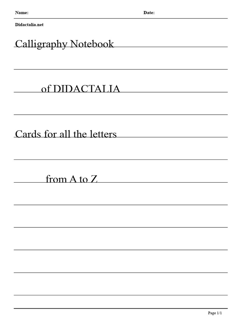 Calligraphy Notebook A-Z Worksheets | PDF
