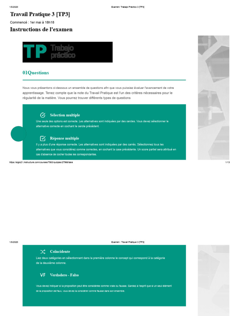 Examen Travail Pratique 3 : Questions clés | PDF | Transport ...