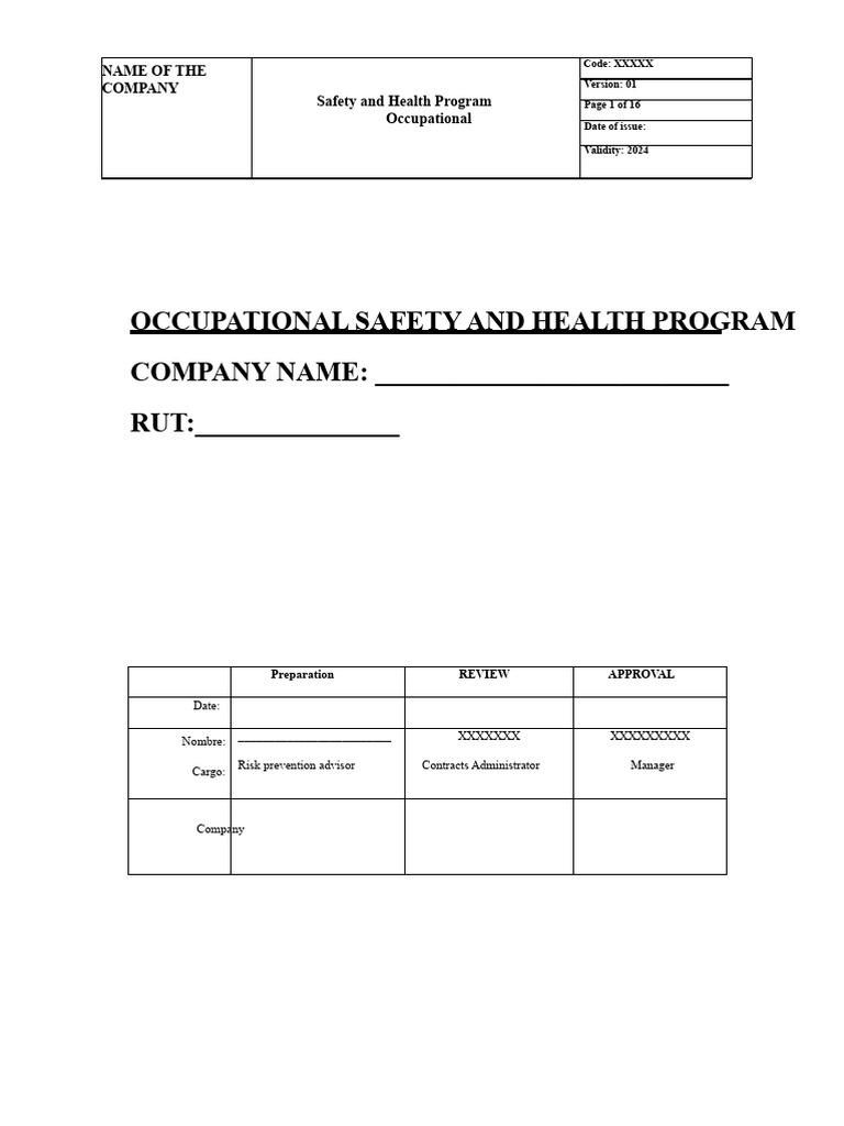 Occupational Safety and Health Program 2024 Risk Prevention Program ...