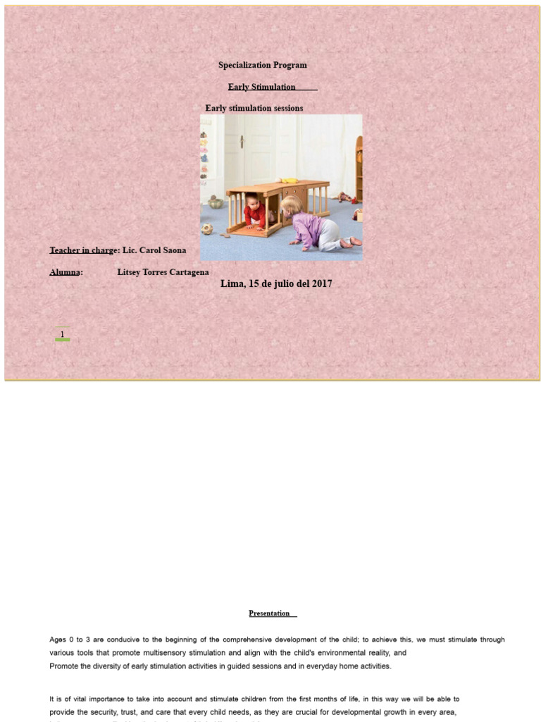 Early Stimulation Program for Infants | PDF | Individualized Education ...