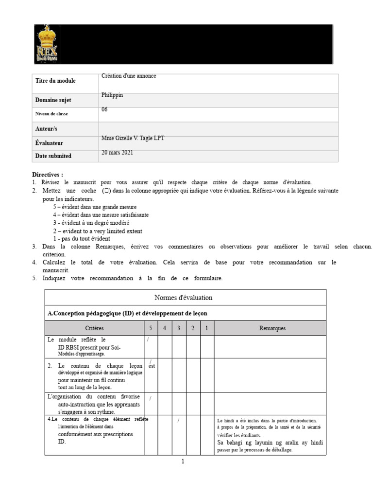 Évaluation des modules d'auto-apprentissage | PDF | Pédagogie ...