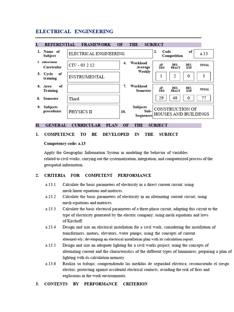 ELECTRICAL ENGINEERING Competencies | PDF | Electrical Network | Lighting