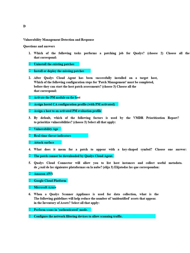 Qualys Vulnerability Management Q&A Guide | PDF | Computer Security ...