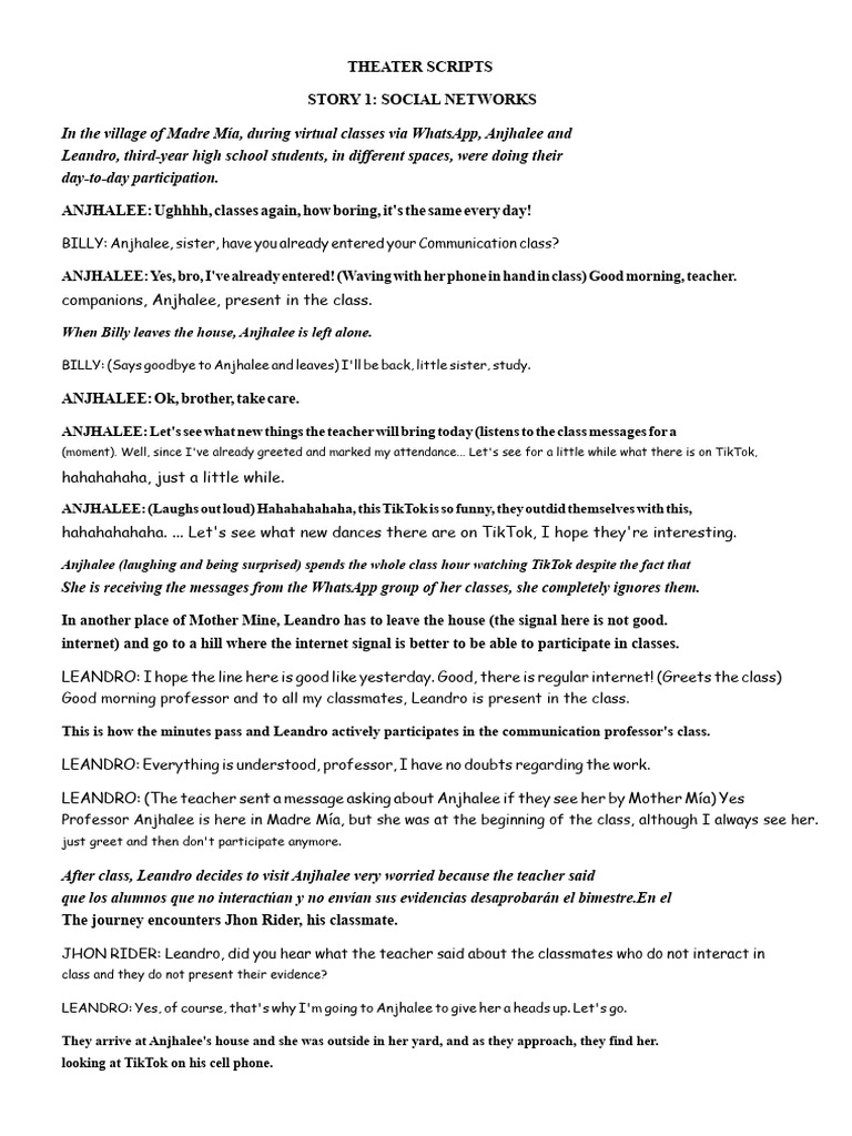 VIRTUAL CLASS THEATER SCRIPTS | PDF