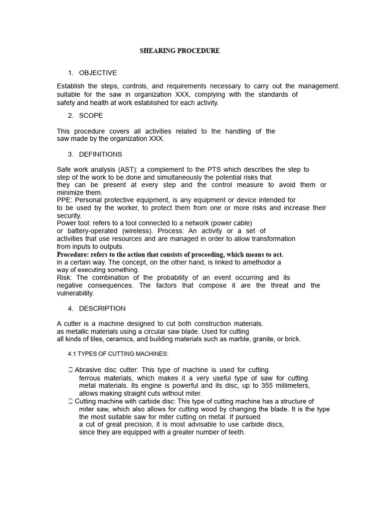 Chopping Procedure | PDF | Risk