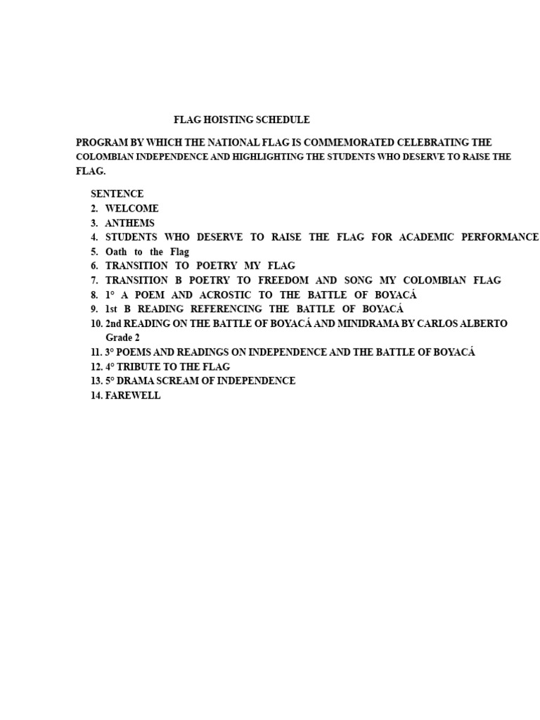 FLAG RAISING SCHEDULE | PDF