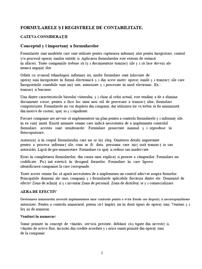 Formulare Și Registrul de Contabilitate | PDF