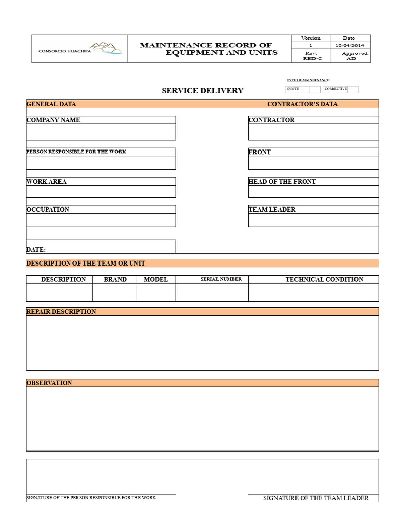 Equipment and Units Maintenance Log V01 | PDF