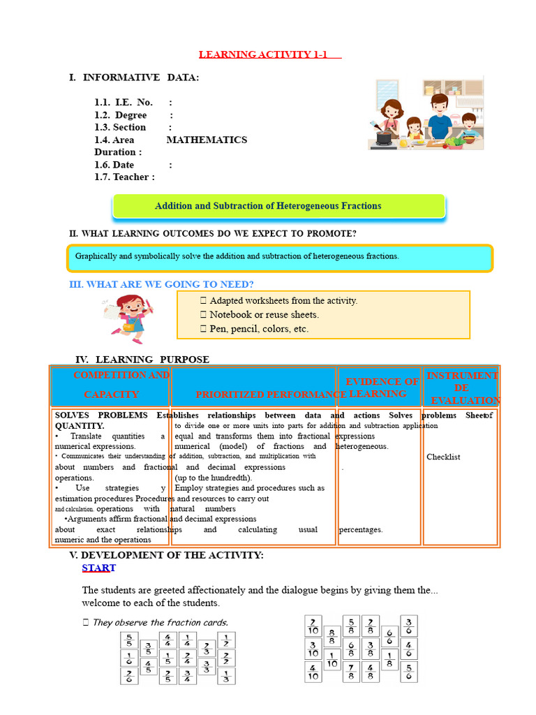 D1 A1 SESSION ADDITION AND SUBTRACTION OF HETEROGENEOUS FRACTIONS | PDF ...
