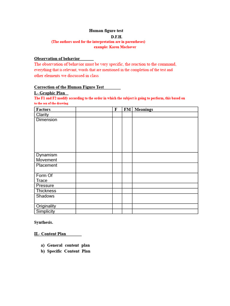Human Figure Test Analysis Guide | PDF