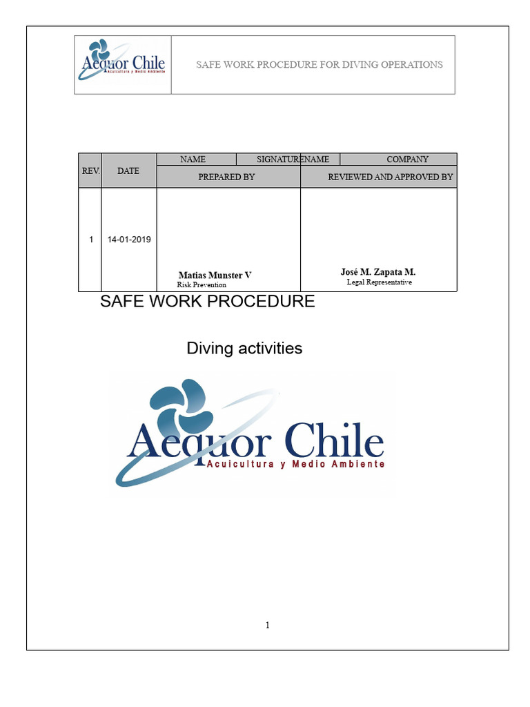 Safe Diving Operations Procedure Guide | PDF | Underwater Diving ...