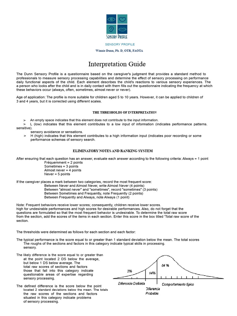 Dunn Sensory Profile Interpretation Guide | PDF | Perception | Information