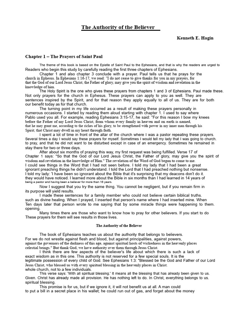 Authority of The Believer E Hagin PDF Jesus Satan