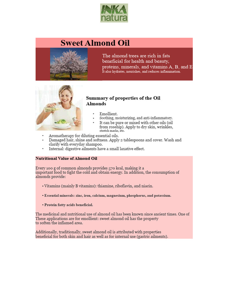 Sweet Almond Oil | PDF | Almond | Vitamin