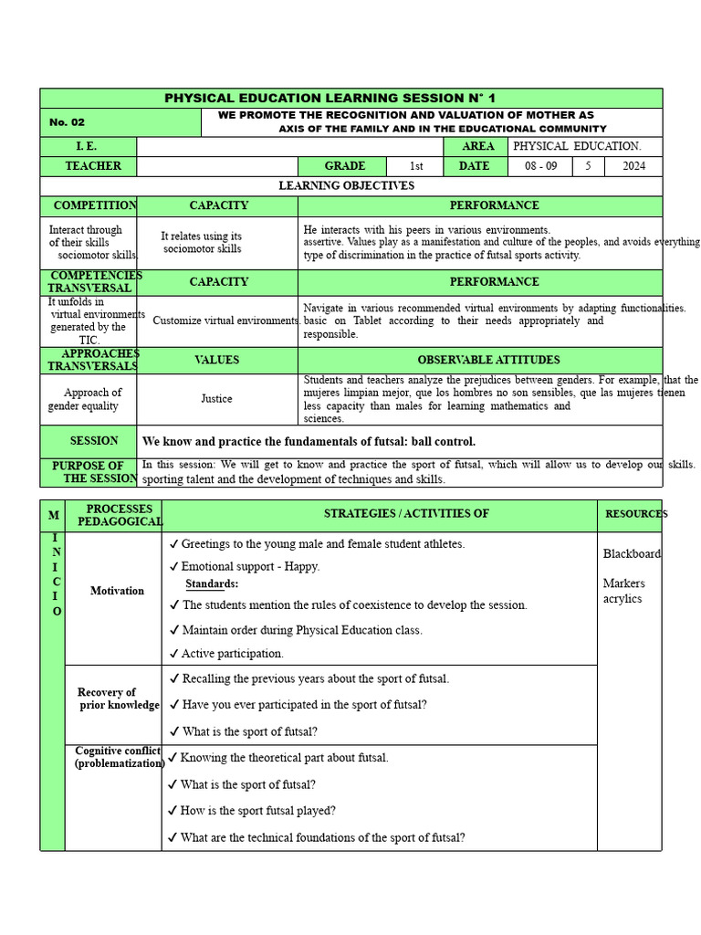 Futsal Skills Development Session Plan | PDF | Learning | Sports