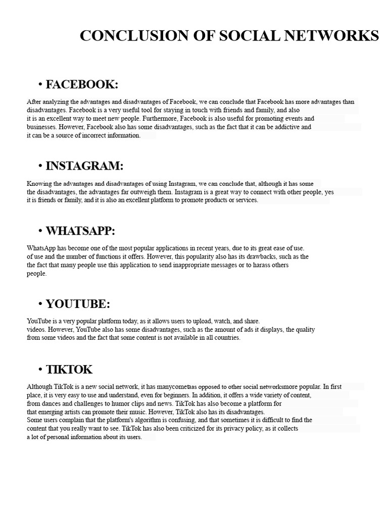 Conclusion of Social Networks | PDF