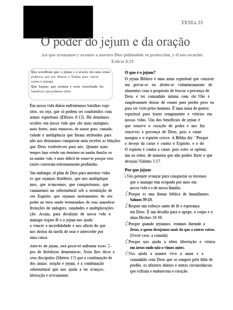 O Poder do Jejum e da Oração | PDF | Oração | Jejum
