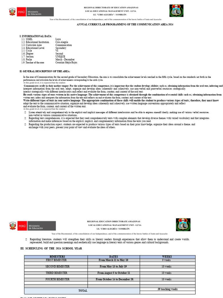2024 Communication Curriculum Plan | PDF | Linguistics | Human ...